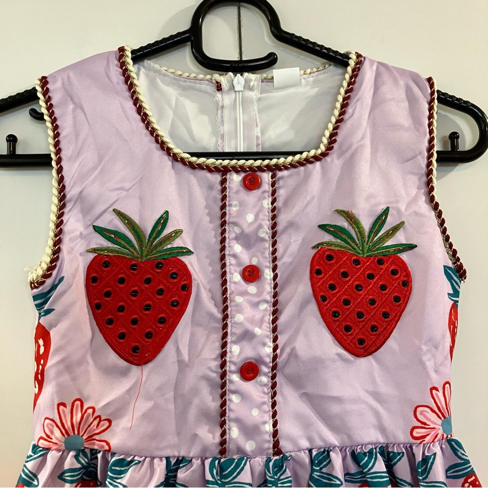 NWOT Mini Taylor Sleeveless Strawberry Kids Dress - Picture 2 of 7